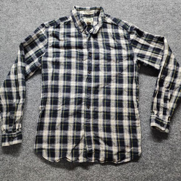 LL Bean Mens Long Sleeve Plaid Flannel Button Up Pockets Size Medium Reg 228061 - Picture 1 of 8